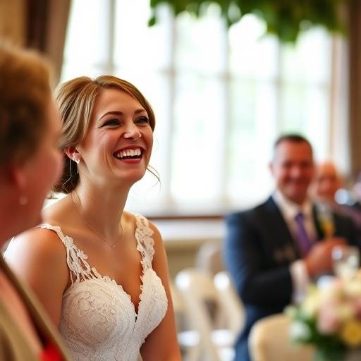 La sposa che ride emozionata durante il suo discorso di ringraziamento
