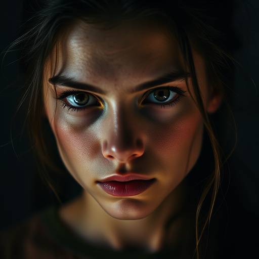 Ritratto di una giovane donna con uno sguardo intenso